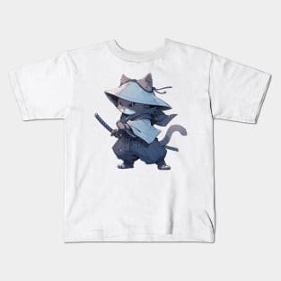 Traveling Samurai style Cat Hero Kids T-Shirt